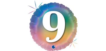 Folienballon rund 9 Regenbogen, 46 cm ohne Füllung