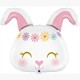 Folienballon Süsser weisser Hippie Hase Kopf 59 cm