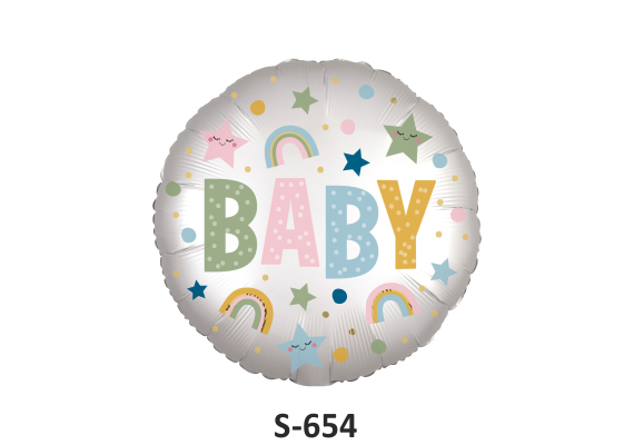 Folienballon Welcome Baby bunte Punkte Ø 38 cm ohne Füllung