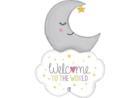 Folienballon Welcome Baby Moon 107 cm ohne Füllung