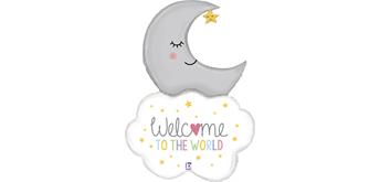 Folienballon Welcome Baby Moon 107 cm ohne Füllung