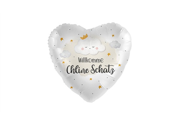 Folienballon Willkomme chline Schatz Herz ca. 45 cm, ungefüllt