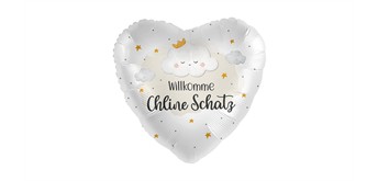 Folienballon Willkomme chline Schatz Herz ca. 45 cm, ungefüllt