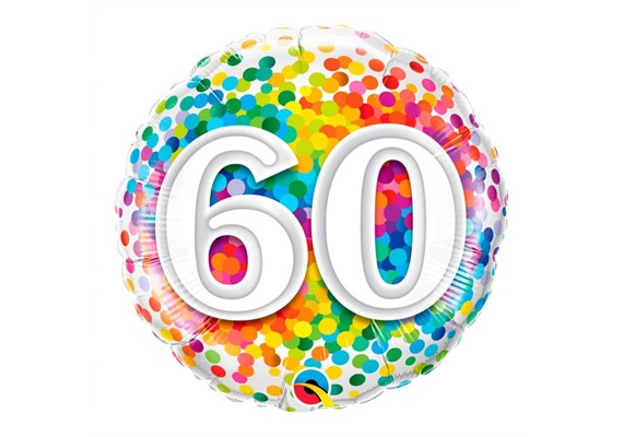 Folienballons - 60 - viele bunte Konfetti Ø 38/46 cm weiss und bunt