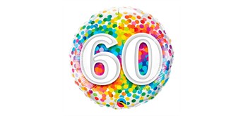 Folienballons - 60 - viele bunte Konfetti Ø 38/46 cm weiss und bunt