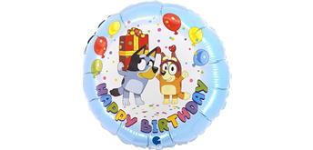 Folienballons Bluey Happy Birthday 46 cm ohne Füllung