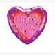 Folienballons Ø 38 cm Happy Valentines Day rot-pink holografic Glitzer