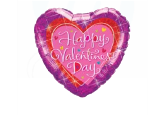 Folienballons Ø 38 cm Happy Valentines Day rot-pink holografic Glitzer