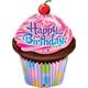Folienfigur Happy Birthday Cupcake H 89 cm