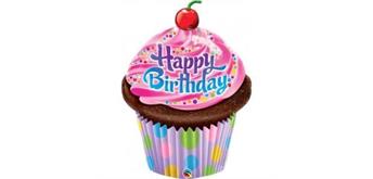 Folienfigur Happy Birthday Cupcake H 89 cm