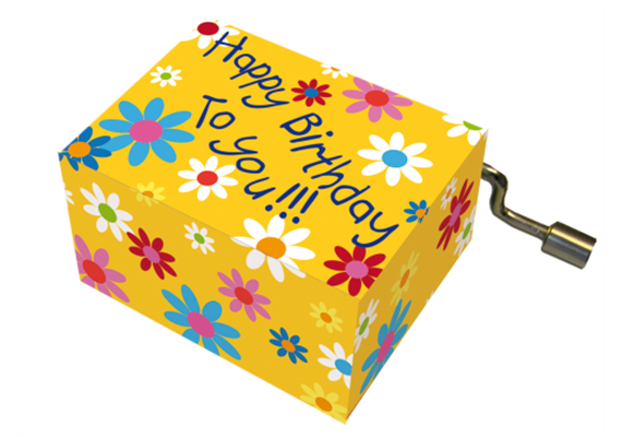 Fridolin Spieluhr mit Blüten "Happy Birthday"