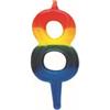 Geburtstagskerze "Zahl 8" Regenbogen
