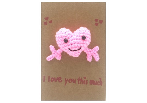 Gestrickte Positive Geschenkkarte 14.9 x 9.5 cm Herz