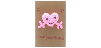 Gestrickte Positive Geschenkkarte 14.9 x 9.5 cm Herz