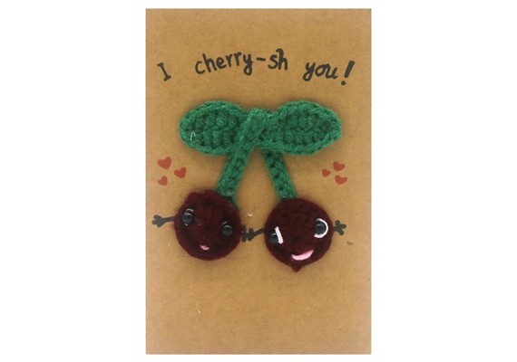 Gestrickte Positive Geschenkkarte 14.9 x 9.5 cm Kirsche