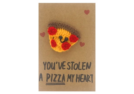 Gestrickte Positive Geschenkkarte 14.9 x 9.5 cm Pizza