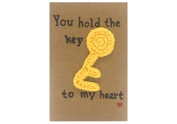 Gestrickte Positive Geschenkkarte 14.9 x 9.5 cm Schlüssel