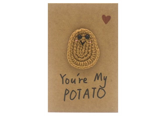 Gestrickte Positive Geschenkkarte Kartoffel