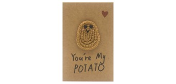 Gestrickte Positive Geschenkkarte Kartoffel