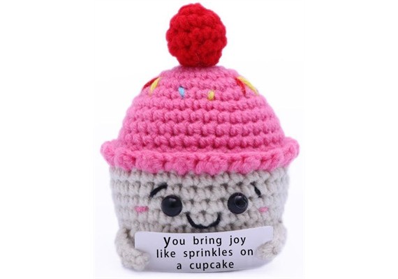 Gestrickter Positiver Freund Cupcake 10 cm