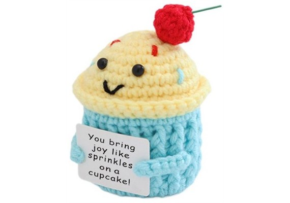Gestrickter Positiver Freund Cupcake 10 cm