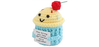 Gestrickter Positiver Freund Cupcake 10 cm