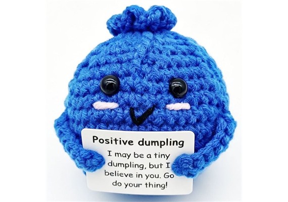Gestrickter Positiver Freund Dumpling Blau 7 cm