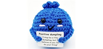 Gestrickter Positiver Freund Dumpling Blau 7 cm