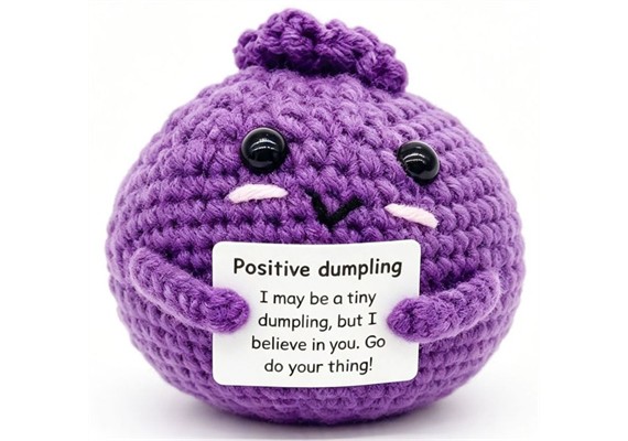 Gestrickter Positiver Freund Dumpling Violett 7 cm