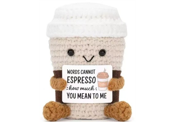 Gestrickter Positiver Freund Espresso 9 cm