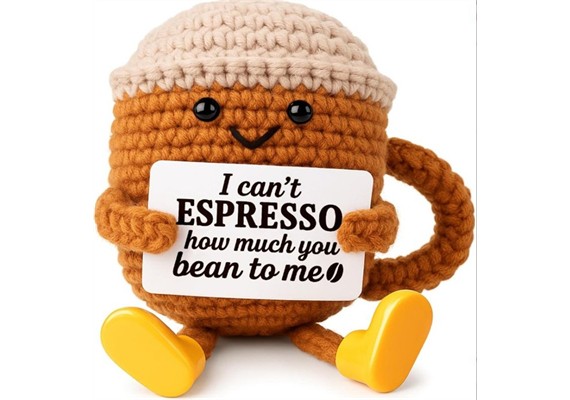 Gestrickter Positiver Freund Espresso 9 cm