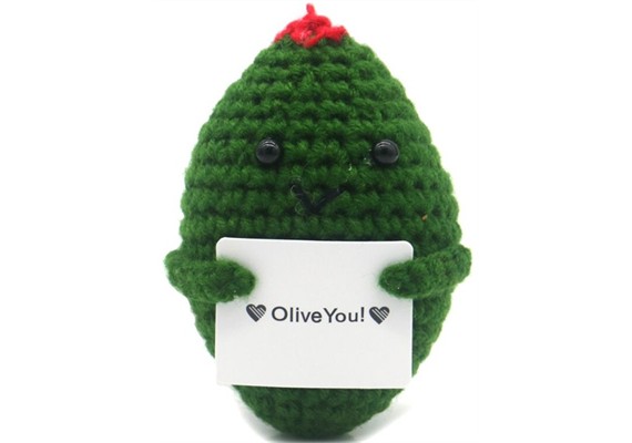 Gestrickter Positiver Freund Olive 9 cm