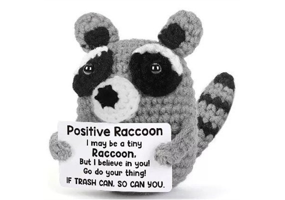 Gestrickter Positiver Freund Waschbär 8 cm