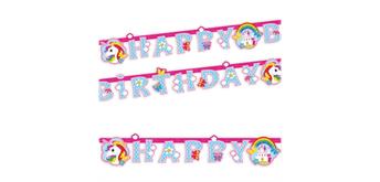 Girlande Happy Birthday, Einhorn, 1.79 Mete