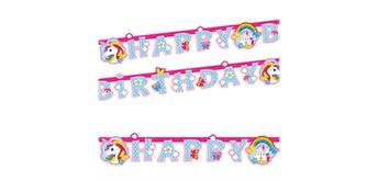 Girlande Happy Birthday, Einhorn, 1.79 Meter