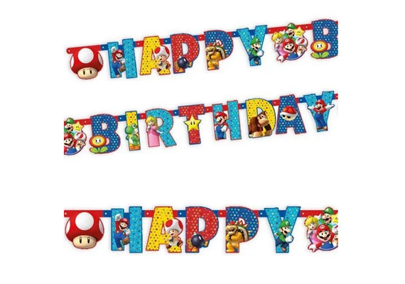 Girlande Super Mario, Happy Birthday, 1.9 Meter