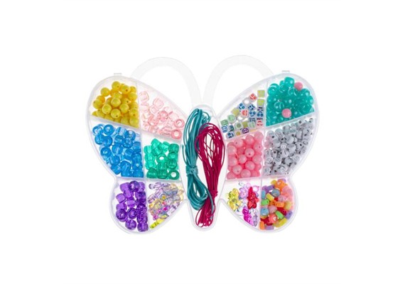 Glorex 1630 333 Perlen-Schmuckset Schmetterling mit Kordeln 2x3m (510 St.)