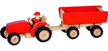 Goki Traktor mit Anhänger Rot