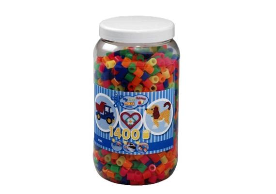 HAMA Bügelperlen Maxi - Neon Mix 1400 Perlen (6 Farben) in Aufbewahrungsdose