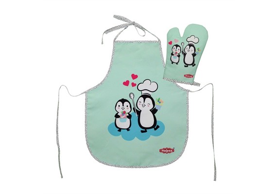 Heless 223 Kinderschürze mit Topfhandschuh Pinguin