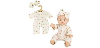 Heless 2681 Musselin Puppen-Strampler "Freche Früchtchen" mit niedlichem Haarband Gr. 35-4