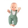 Heless 54021 Set: Gordi Puppe mit Bio-Latzhose, salbeigrün, Junge, 34 cm