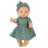 Heless 54022 Set: Gordi Puppe mit Biokleid, salbeigrün, Mädchen, 34 cm