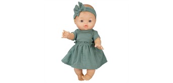 Heless 54022 Set: Gordi Puppe mit Biokleid, salbeigrün, Mädchen, 34 cm