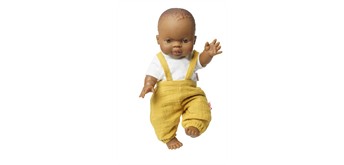 Heless 54023 Set: Gordi Puppe mit Bio-Latzhose, honiggelb, Junge, 34 cm