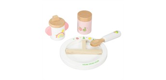 Heless 680 Puppen-Fütterset "Freche Früchtchen" aus Holz mit Teller, Löffelchen, Schnabelt