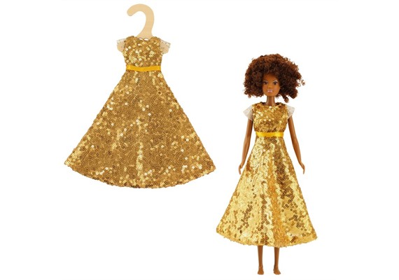 Heless 8330 Time2Shine Paillettenkleid "Goldstar" für Modepuppen der Grösse 29 cm