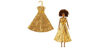 Heless 8330 Time2Shine Paillettenkleid "Goldstar" für Modepuppen der Grösse 29 cm