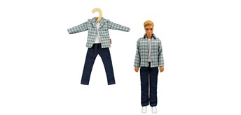Heless 8604 Time2Shine Kariertes Hemd mit Jeans für Modepuppen der Grösse 29 cm