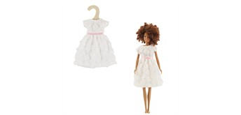 Heless 8650 Time2Shine Weisses Traumkleid mit Rosenmuster für Modepuppen der Grösse 29 cm
